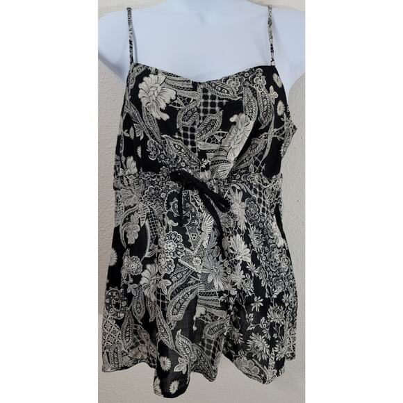 Cinnamon Girl Black Floral Spaghetti Strap Tank Top Small - Picture 1 of 6